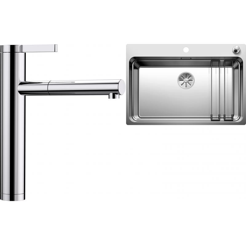 Levně Set RS Blanco Etagon 700-IF/A + Blanco Linee-S se sprškou (hedvábně lesklý nerez + hedvábně matný nerez)