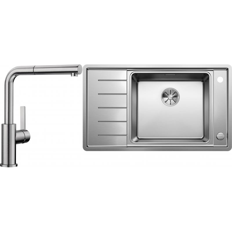Levně Set RS Blanco Andano XL 6 S-IF Compact + Blanco Lanora-S (vanička na levé straně, hedvábně lesklý nerez + kartáčovaný nerez)