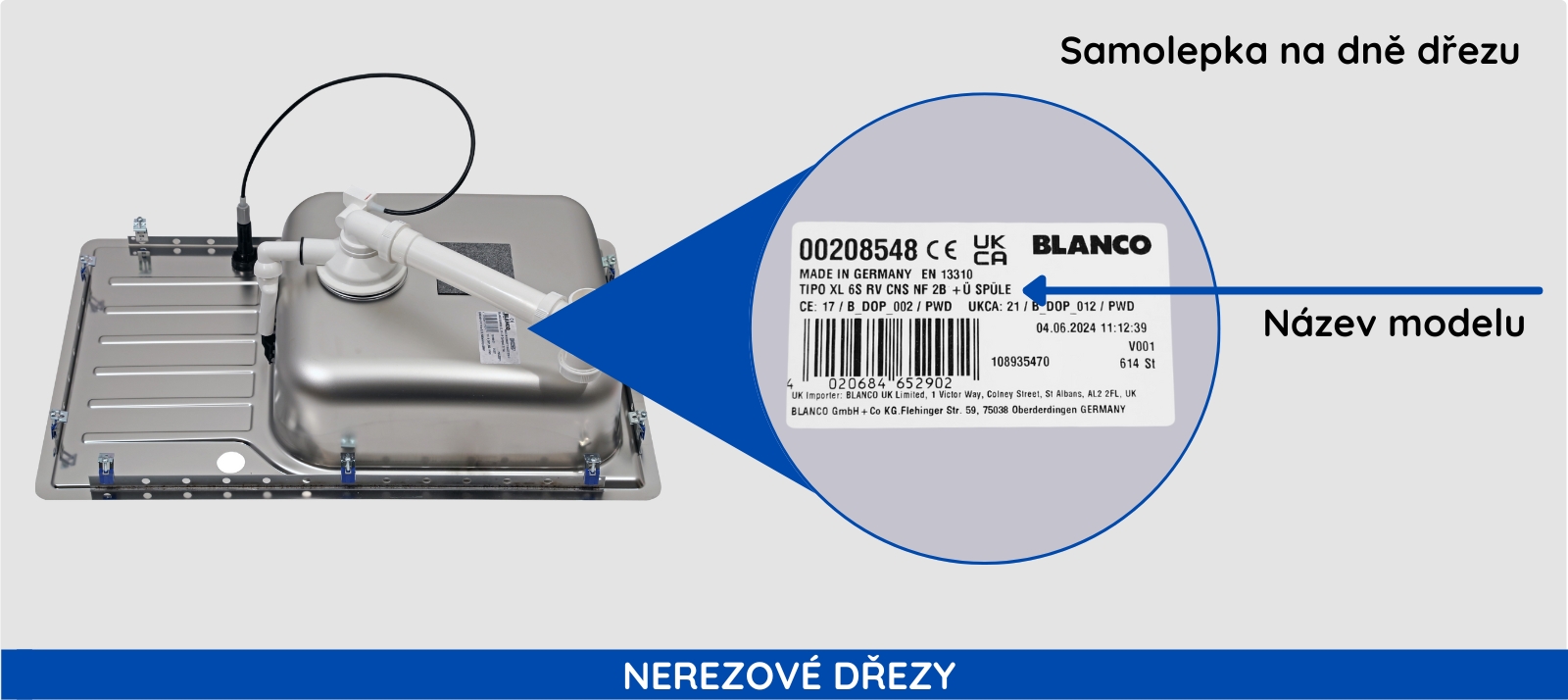 Výrobní štítek dřezu BLANCO
